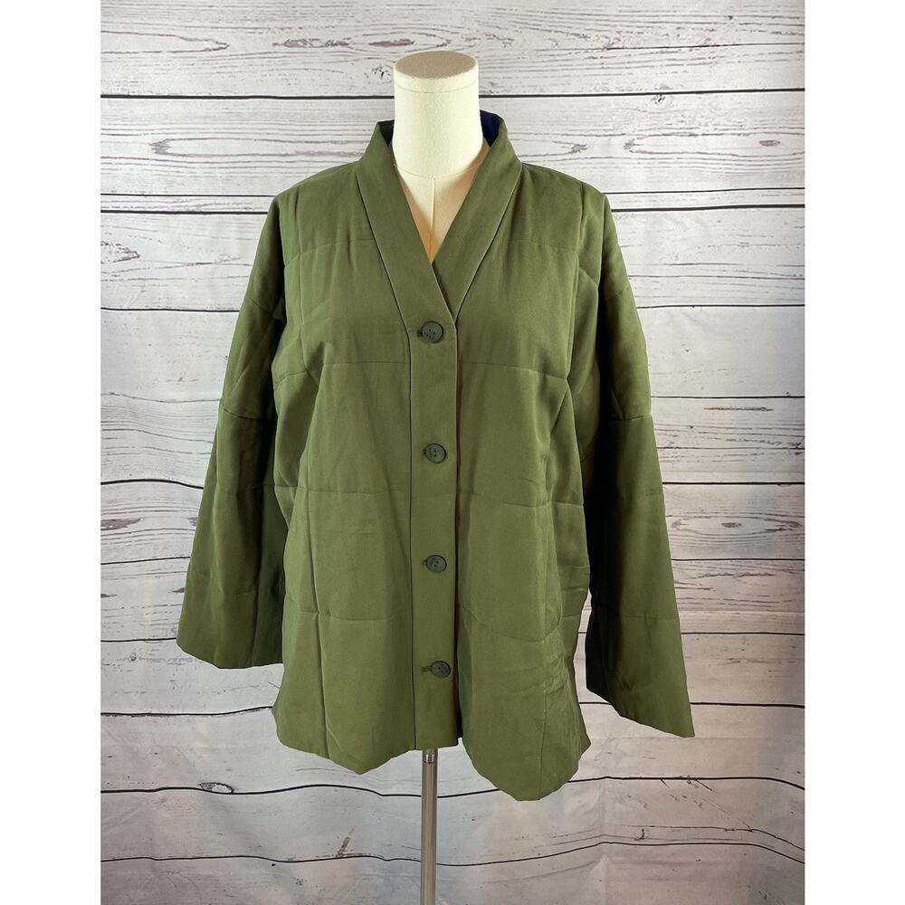 SKFK Skunkfunk Alana Reversible Jacket XL Green Floral Oversized Button Front